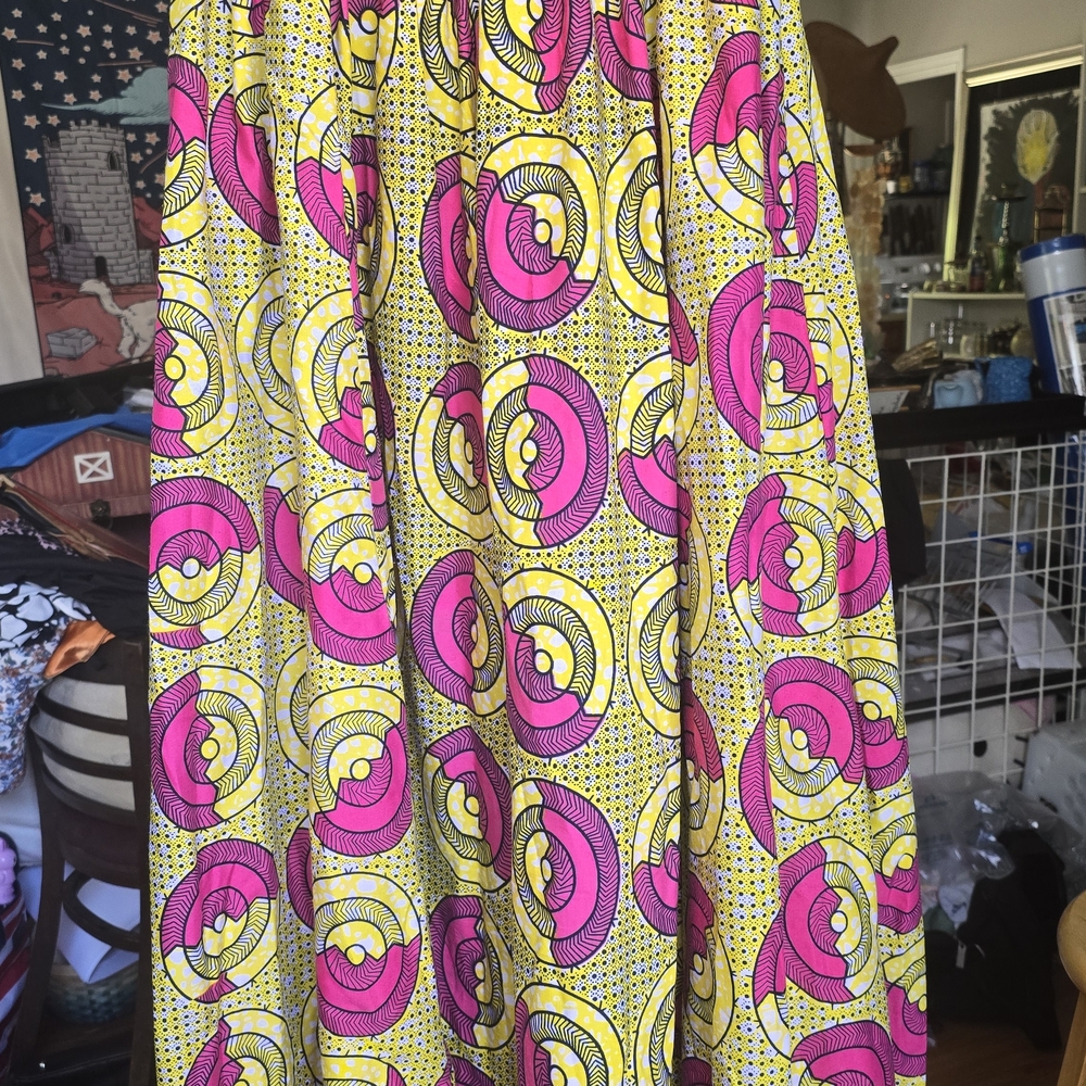 Ankara Fuschia and Yellow Maxi Skirt